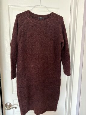 Uniqlo Fuzzy Knit Sweater Dress | Size S | Brown | Cozy
